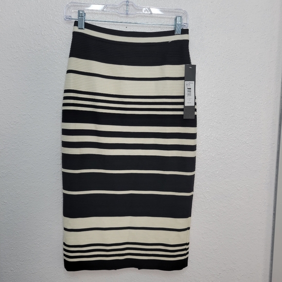 Badgley Mischka Striped Pencil Skirt NWT Retail $395 Size XS